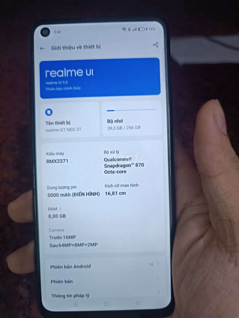 Realme GT Neo 3T 256GB Đen. Mua bán Điện thoại tại Quận Bình Tân Tp Hồ Chí Minh được đăng bởi Huy nè hình 1