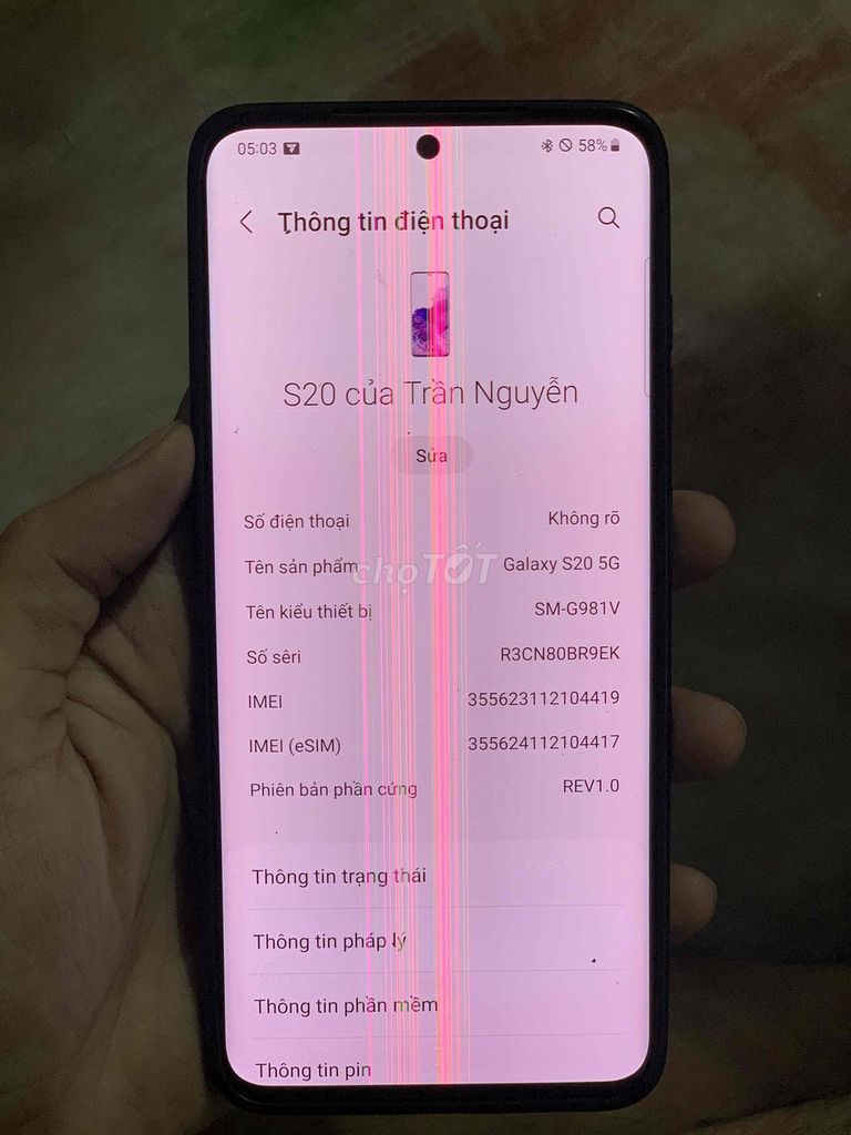 Samsung S20 5G Hồng Đã sử dụng. Mua bán Điện thoại tại Huyện Long Thành Đồng Nai được đăng bởi Hải Đăng hình 1
