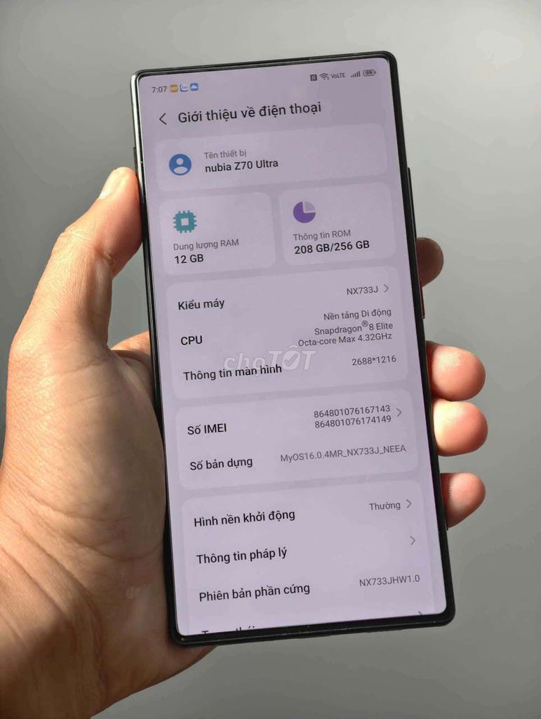 Nubia Z70 Ultra Đen Đã sử dụng máy full hộp sạc. Mua bán Điện thoại tại Huyện Bình Đại Bến Tre được đăng bởi Pha pha hình 1