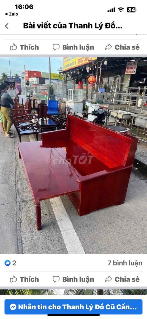 Ghế sofa gỗ Nâu đỏ 1.8m. Mua bán Bàn ghế tại Quận Cái Răng Cần Thơ được đăng bởi Đồ củ minh trí hình 1