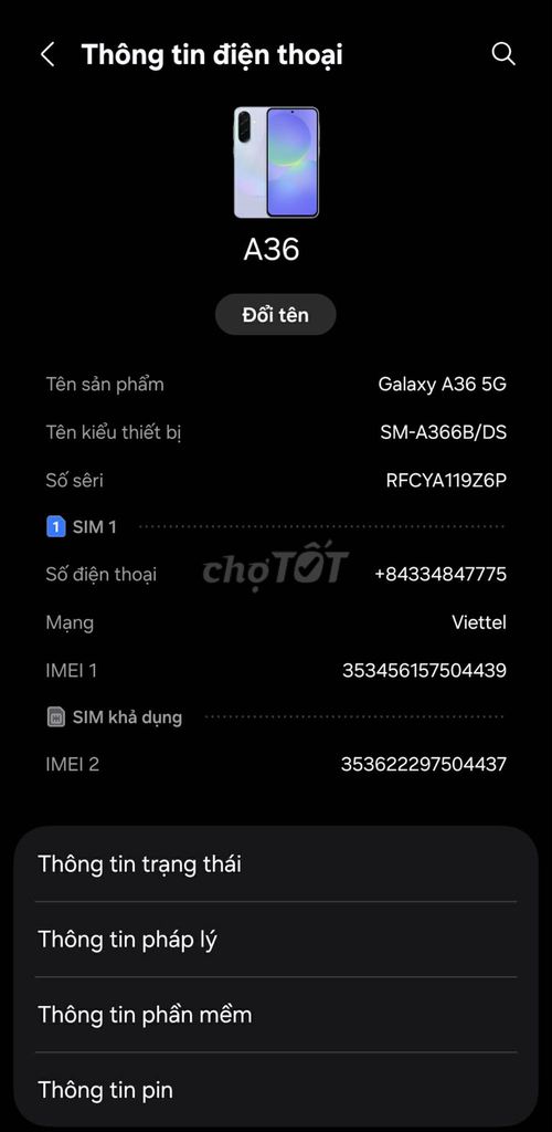 Samsung Galaxy A36 5G Trắng. Mua bán Điện thoại tại Thành phố Huế Thừa Thiên Huế được đăng bởi Thành hình 1