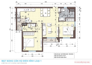 Cho thuê căn hộ Conic Riverside 2PN1W, nhà trống, giá 7tr