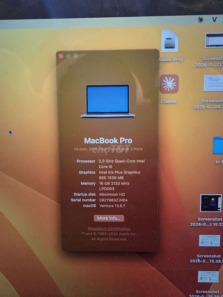 Apple MacBook Pro 2018 i5 13 inch 16GB/256GB Bạc. Mua bán Laptop tại Quận Hoàng Mai Hà Nội được đăng bởi Anh Xuân hình 1