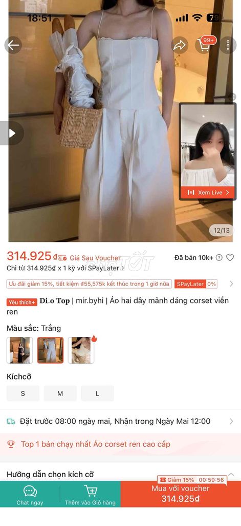Áo hai dây Mirbyhi  trắng M. Mua bán Quần áo tại Thành phố Thủ Dầu Một Bình Dương được đăng bởi Bích Ngọc Lê hình 1