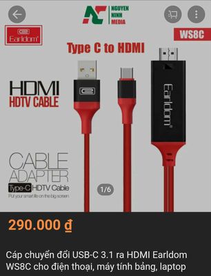 Cáp xuất hình Type C to HDMI dài 2m thanh lý