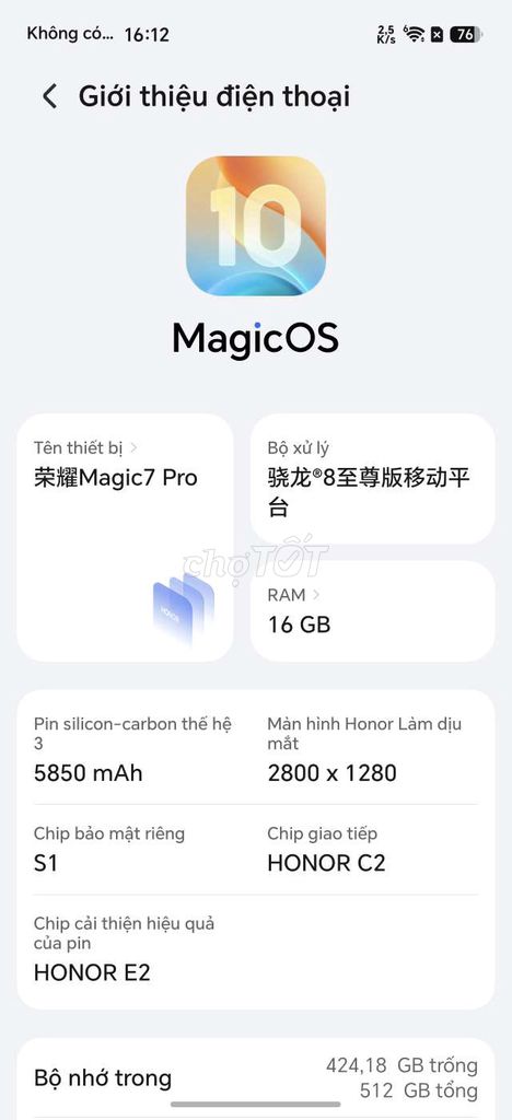 Honor Magic7 Pro 512GB Xanh Like New. Mua bán Điện thoại tại Quận 12 Tp Hồ Chí Minh được đăng bởi Quốc An hình 1