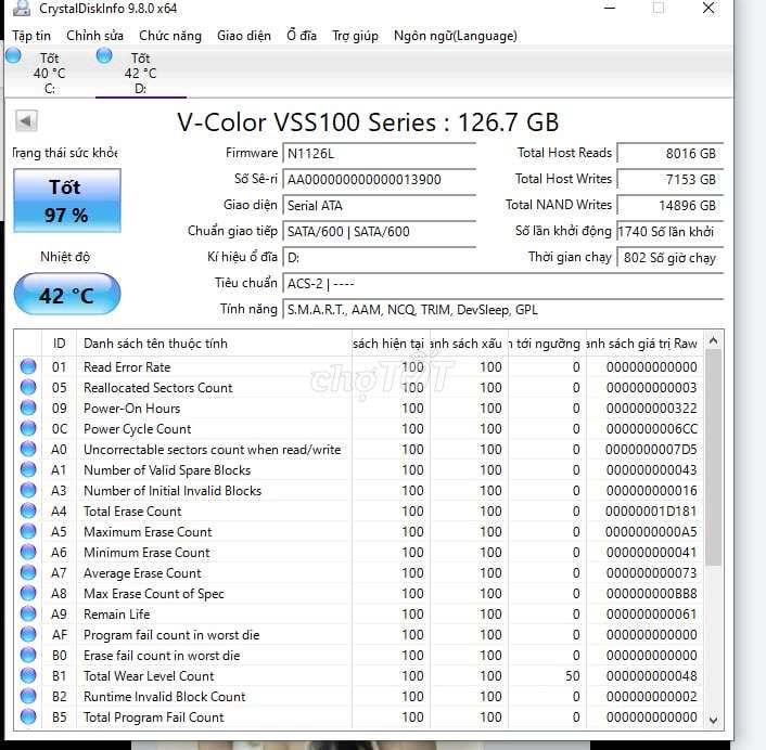 Ổ cứng SSD V-Color VSS100 128GB Đỏ. Mua bán Linh kiện (RAM, Card...) tại Huyện Bắc Tân Uyên Bình Dương được đăng bởi nguyen quang huy hình 1