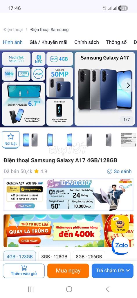Samsung Galaxy A17 128GB Xám. Mua bán Điện thoại tại Thành phố Thủ Đức Tp Hồ Chí Minh được đăng bởi Phan Vũ hình 1