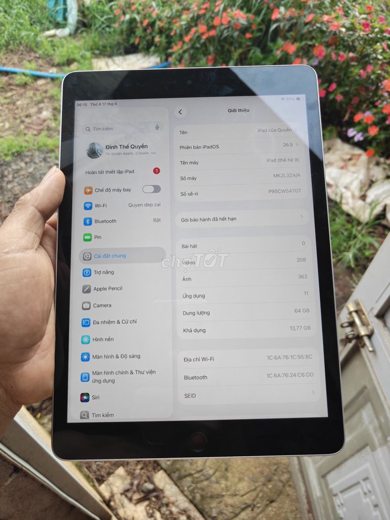 Apple iPad Gen 9 Wifi 64GB Bạc Đã sử dụng. Mua bán Máy tính bảng tại Huyện Đăk Glong Đắk Nông được đăng bởi Thequyen Dinh hình 1