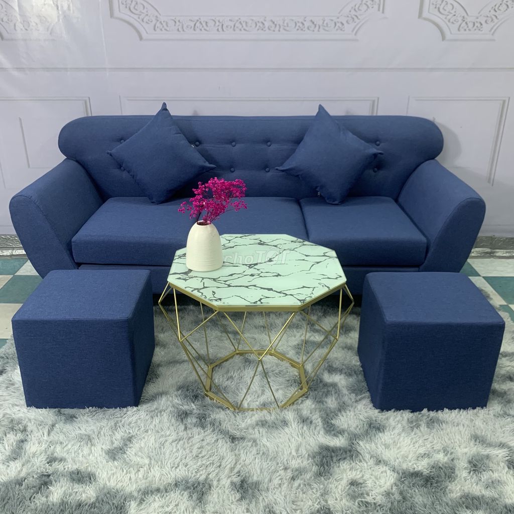 Bộ ghế sofa băng simili xanh rêu bền đẹp ở Sài Gòn