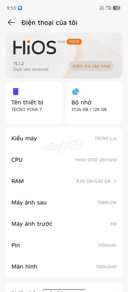 Tecno Pova 7 128GB. Mua bán Điện thoại tại Huyện Châu Thành Tiền Giang được đăng bởi Bình Yên hình 1