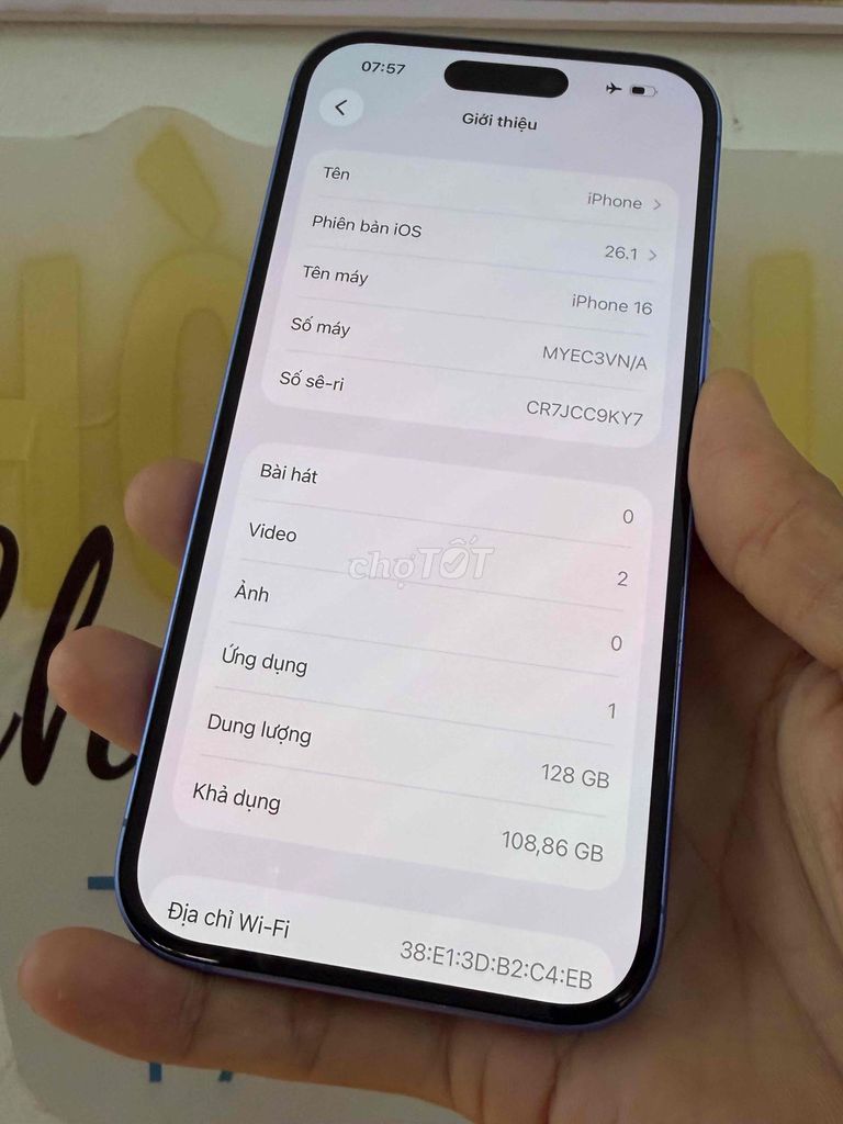 Iphone 16 128Gb đẹp likenew zin ốc bản Vn/A. Mua bán Điện thoại tại Quận Tân Phú Tp Hồ Chí Minh được đăng bởi trương thành hưng hình 1