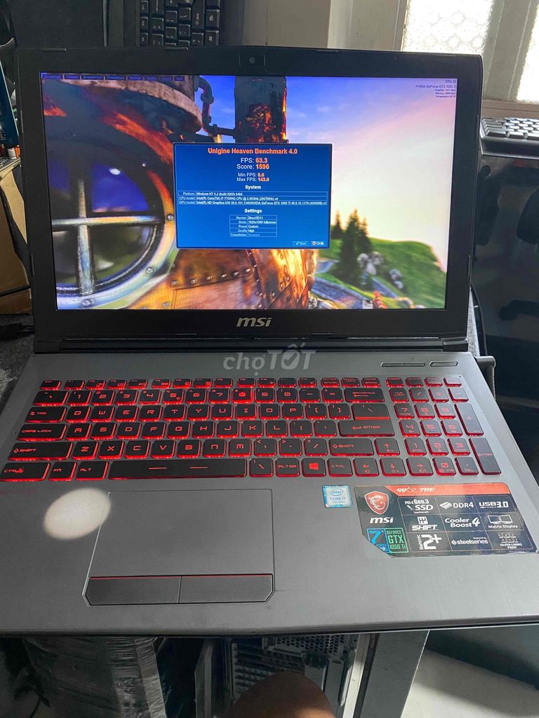 laptop msi i7 7700hq 16gb 1050ti