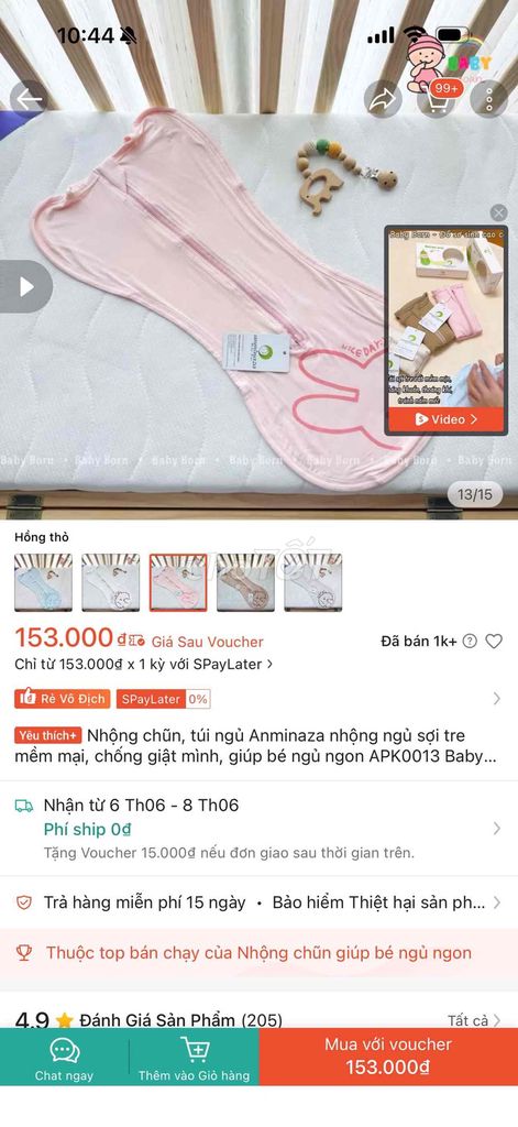 Nhộng chũn Anminaza sợi tre hồng. Mua bán Mẹ và bé tại Thành phố Dĩ An Bình Dương được đăng bởi Trịnh Thắm hình 1