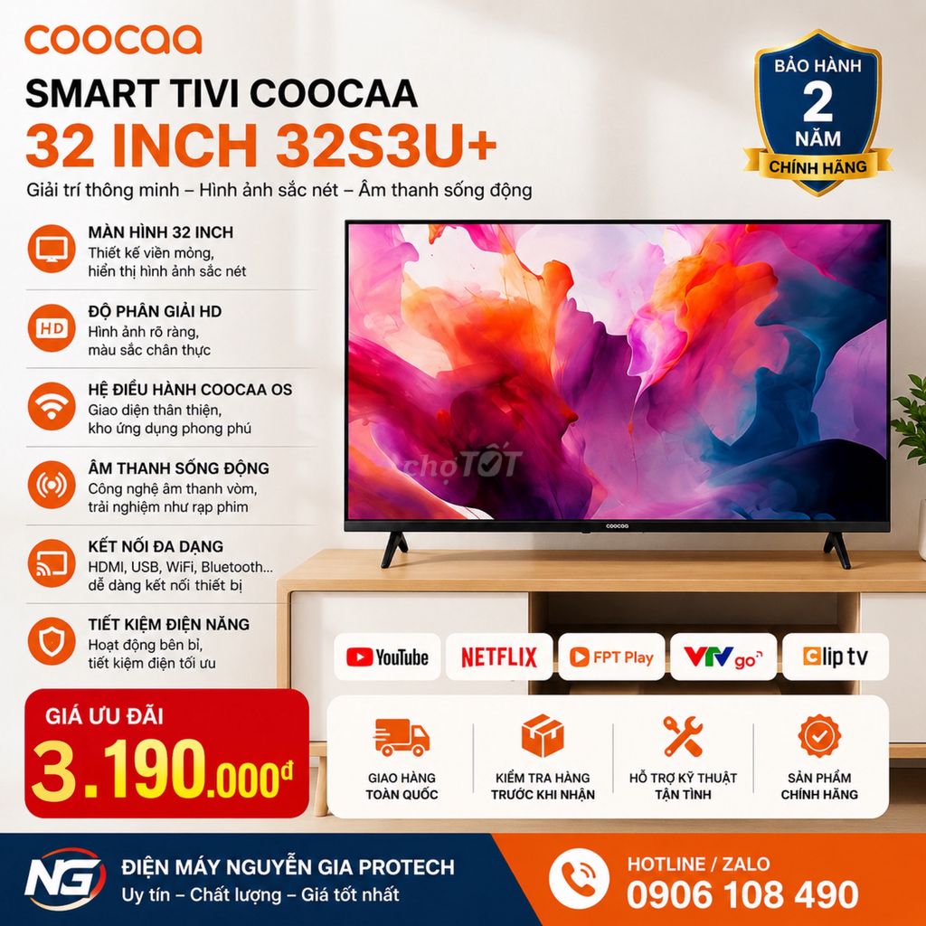 Smart Tivi Coocaa 32S3U+. Mua bán Tivi, Âm thanh tại Quận Phú Nhuận Tp Hồ Chí Minh được đăng bởi CÔNG TY ĐIỆN MÁY NGUYỄN GIA PROTECH hình 1