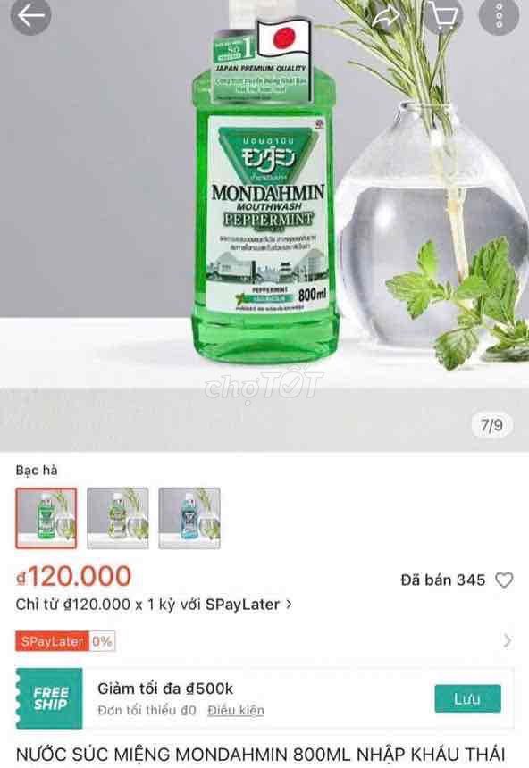 Nước súc miệng Mondahmin Bạc hà 800ml Thái Lan. Mua bán Thiết bị vệ sinh, nhà tắm tại Quận 10 Tp Hồ Chí Minh được đăng bởi Hương Tống hình 1