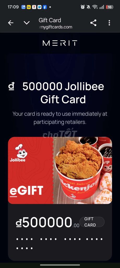 Voucher Jollibee 500.000 VNĐ. Mua bán Đồ ăn, thực phẩm và các loại khác tại Quận Tân Phú Tp Hồ Chí Minh được đăng bởi Lý Minh An hình 1