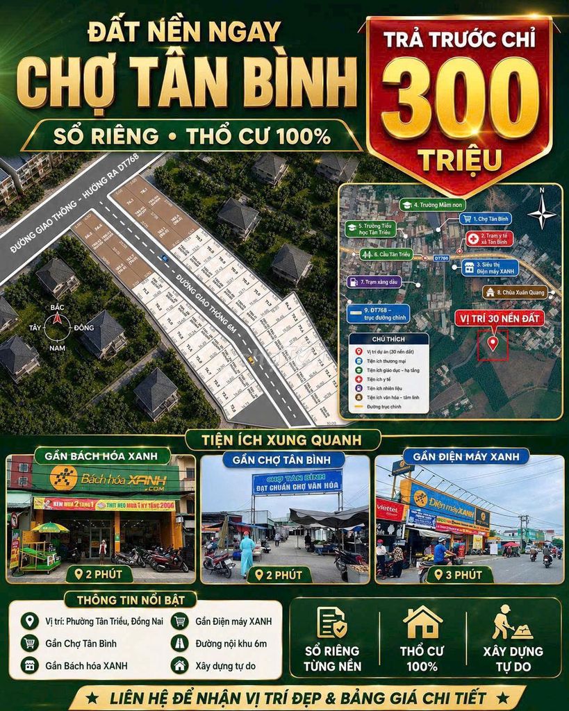 HÀNG VIP FO - CHÍNH CHỦ BÁN GẤP ĐẤT NỀN 1 SẸC ĐT768, PHƯỜNG TÂN TRIỀU