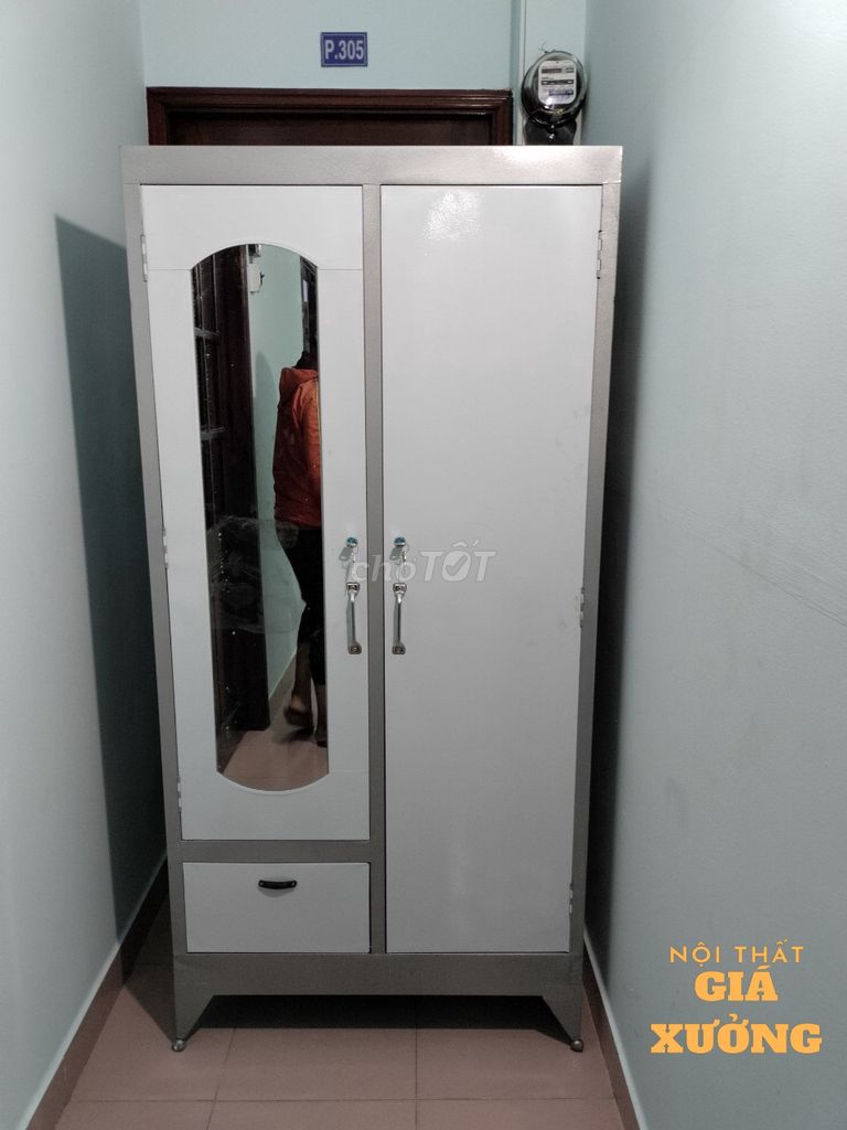 Tủ quần áo sắt sơn dầu 2 lớp - màu xám. Mua bán Tủ, kệ gia đình tại Quận 5 Tp Hồ Chí Minh được đăng bởi Nội thất giá xưởng TL hình 1