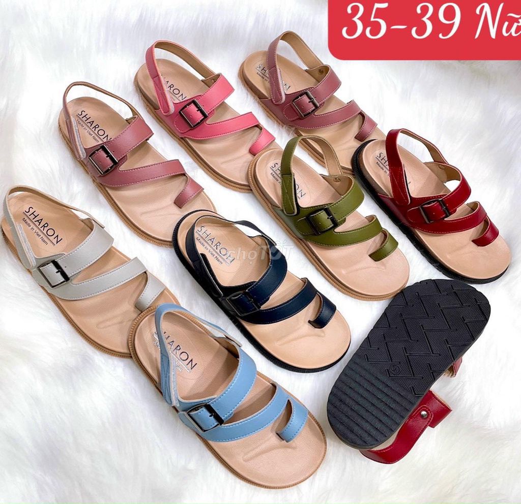 Sandal nữ xỏ ngón quai da thời trang