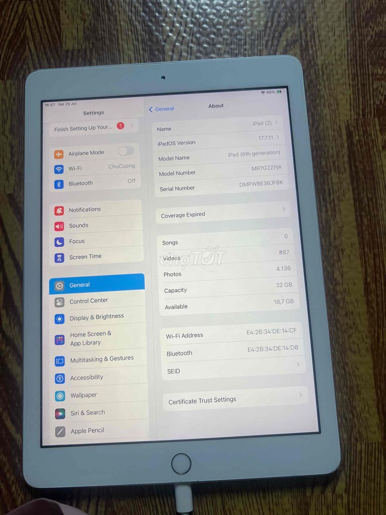 Apple iPad (6th generation) 32GB. Mua bán Máy tính bảng tại Quận Nam Từ Liêm Hà Nội được đăng bởi Cường Ker hình 1