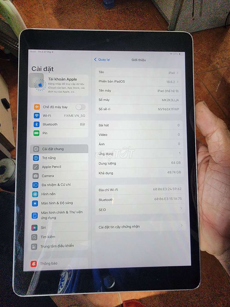 Apple iPad Gen 9 64GB Bạc Đã sử dụng. Mua bán Máy tính bảng tại Quận Bình Thạnh Tp Hồ Chí Minh được đăng bởi tùng  hình 1