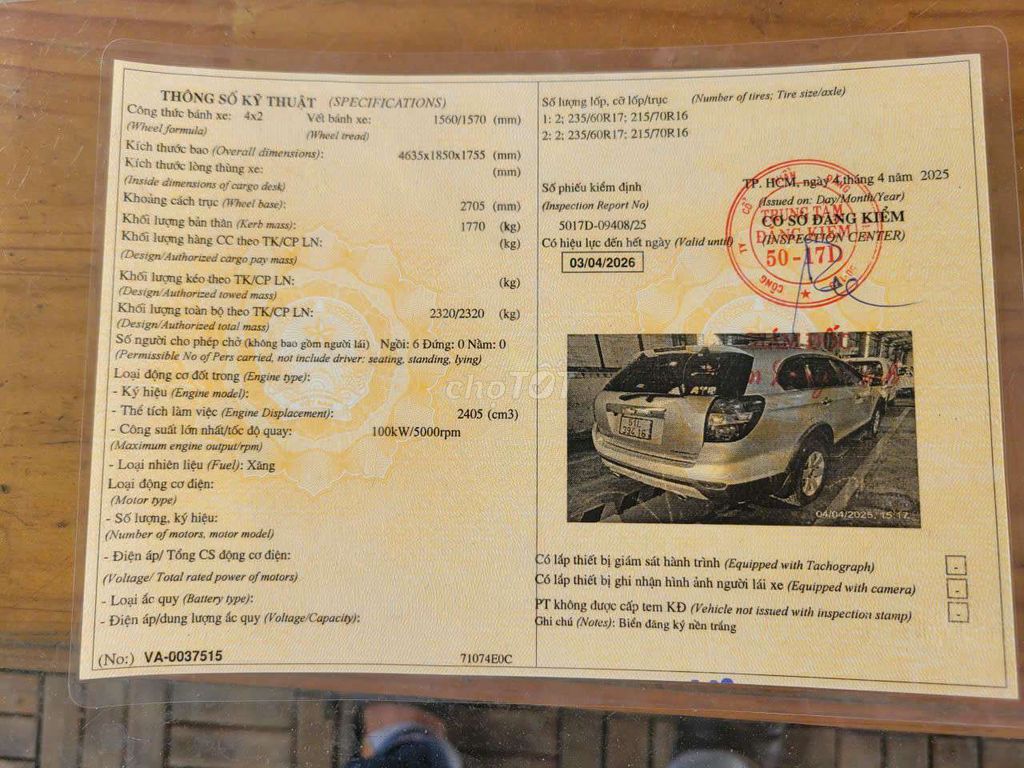 CHEVROLET CAPTIVA LT 2.4, MÁY SỐ NGON, THẮNG ĐĨA.. Mua bán Ô tô tại Quận Tân Phú Tp Hồ Chí Minh được đăng bởi Ô Tô An Khang Thịnh  hình 7