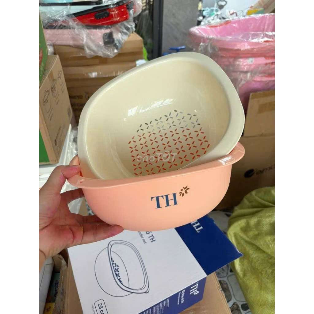 Bộ thau rổ TH Nhựa PP 28cm Kem, Hồng. Mua bán Dụng cụ nhà bếp tại Quận Bình Thuỷ Cần Thơ được đăng bởi Mỹ An hình 1