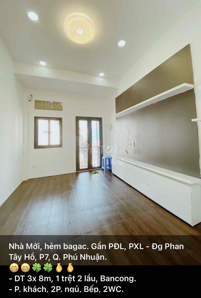 NHÀMỚI ĐẸP P.NHUẬN,1TRỆT 2L 2P.NGỦ 2M.LẠNH ở gg 3-4Ng Ok