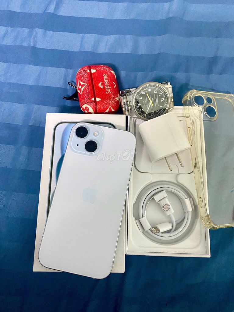 Can iphone 15 thường bản 256Gb fullbox sạc 45lần