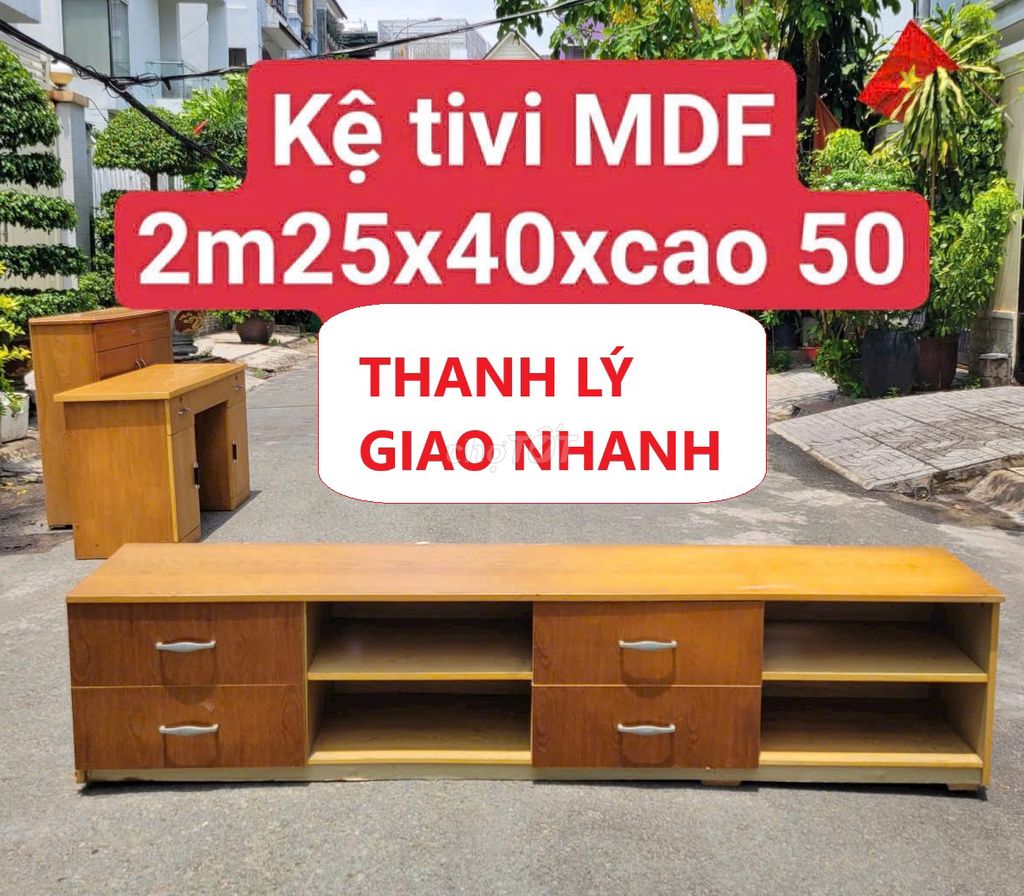 Kệ tivi gỗ MDF 2m25 Mới 90%,tủ kệ tivi phòng khách. Mua bán Tủ, kệ gia đình tại Quận Gò Vấp Tp Hồ Chí Minh được đăng bởi PHÚ NHÀN NỘI THẤT THANH LÝ SÀI GÒN hình 1