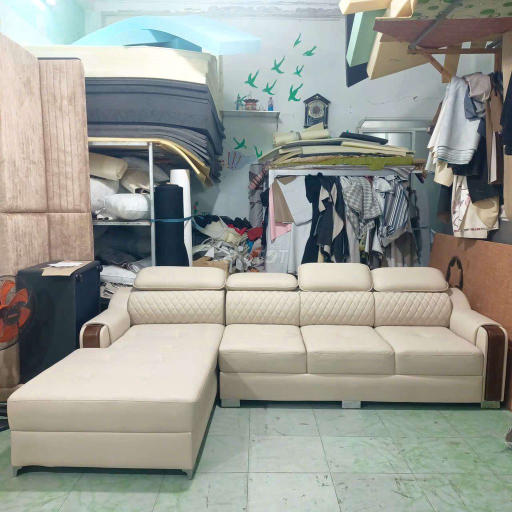 Ghế sofa góc L da kem. Mua bán Bàn ghế tại Quận Cẩm Lệ Đà Nẵng được đăng bởi Ngọc Hân hình 1