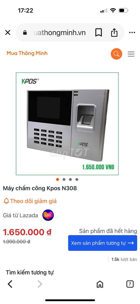 Máy chấm công Kpos N308