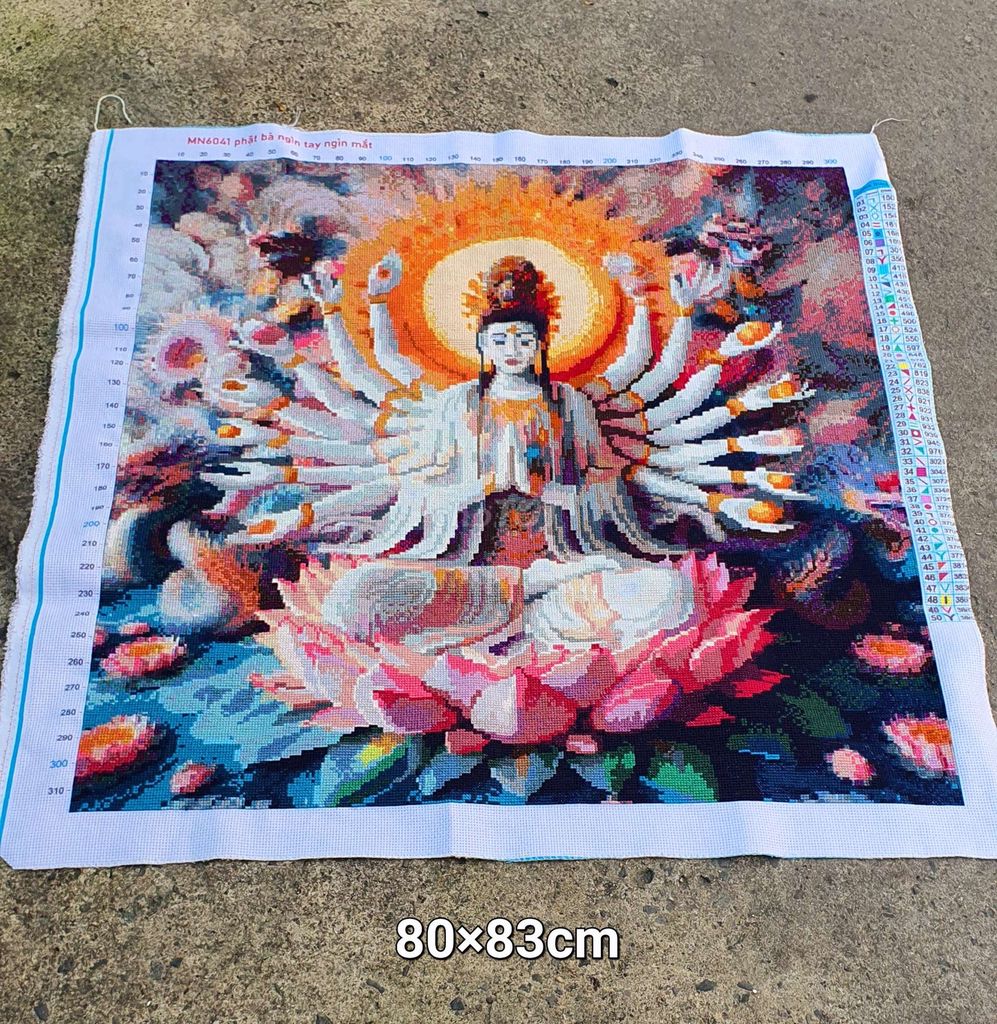 TRANH THÊU SẴN PHẬT NGHÌN TAY 80×83CM