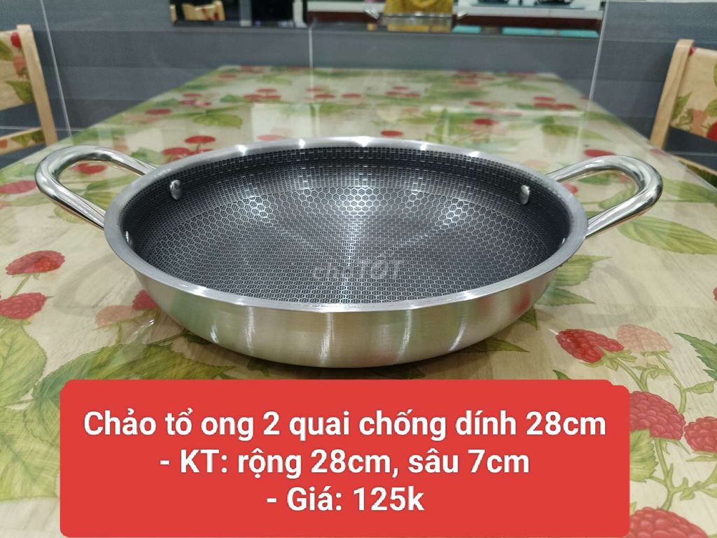 Chảo chống dính tổ ong 2 quai 28cm