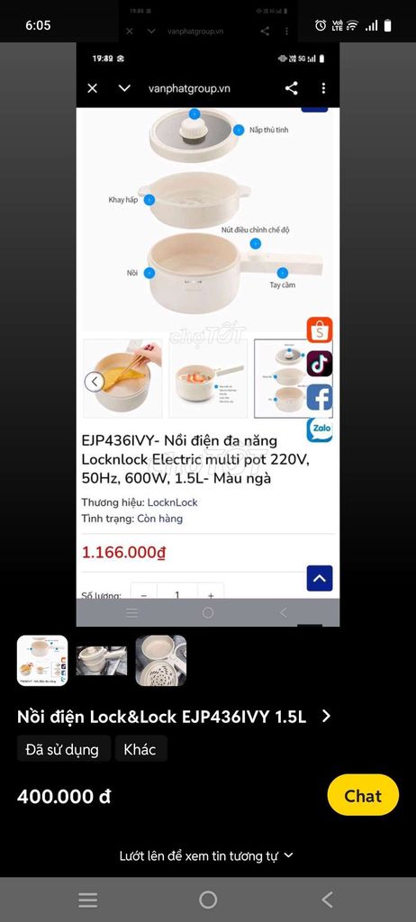 Nồi điện Lock&Lock EJP436IVY 1.5L. Mua bán Bếp, lò, đồ điện nhà bếp tại Quận 7 Tp Hồ Chí Minh được đăng bởi mẹ Cà rốt hình 1