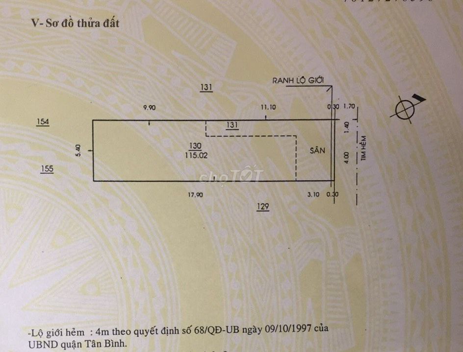 Bán HXH Đường Nguyễn Hồng Đào - Q. Tân Bình – 5,4 x 21 m –  12 Tỷ (TL)