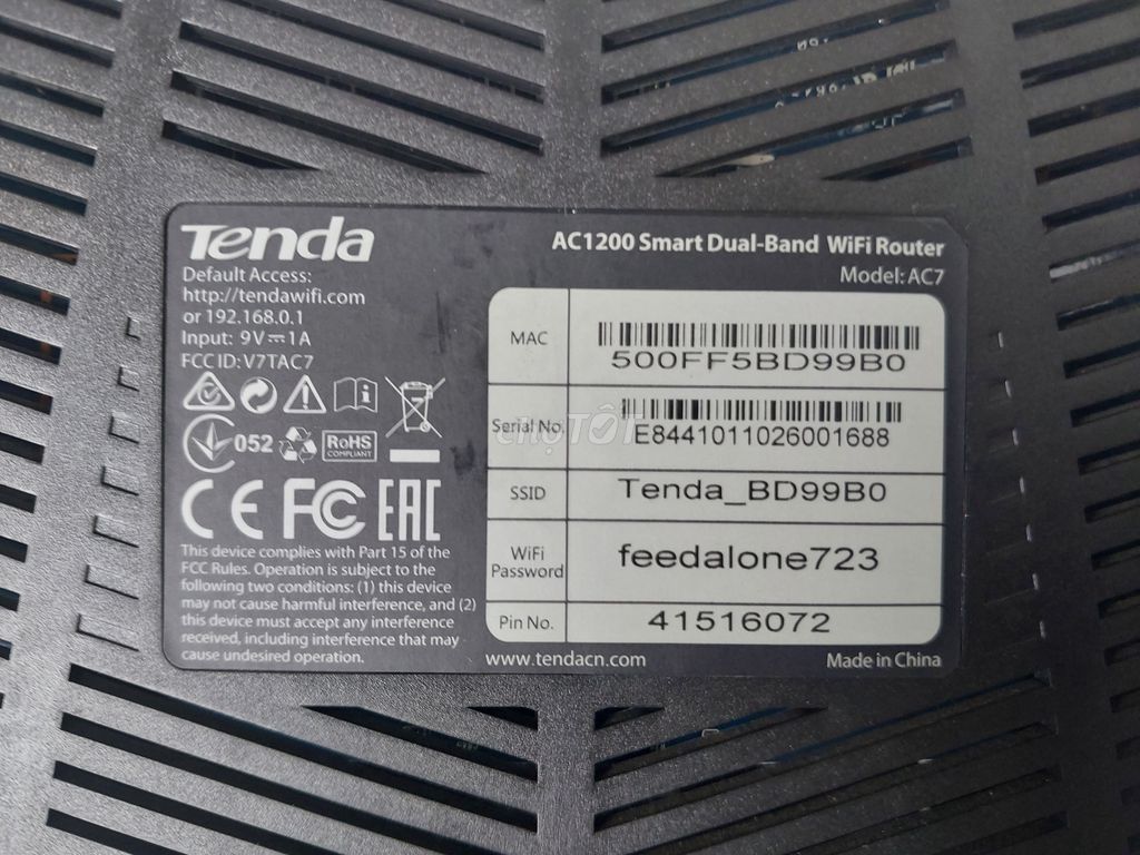 Router wifi Tenda AC7 chuẩn AC1200Mbps 5anten