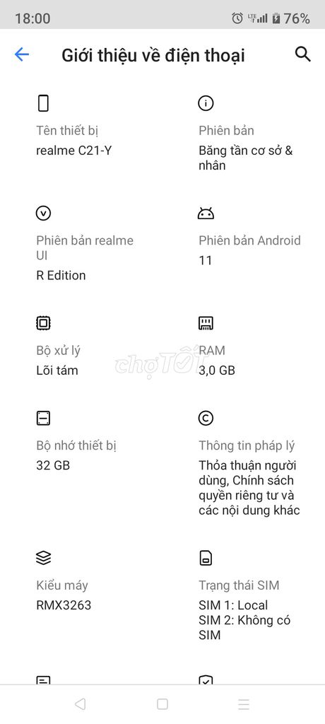Realme C21Y 32GB. Mua bán Điện thoại tại Quận Liên Chiểu Đà Nẵng được đăng bởi Kinh Nhakie hình 1
