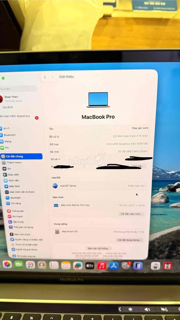 Apple Macbook Pro 16inch i7 32GB/1TB. Mua bán Laptop tại Quận 10 Tp Hồ Chí Minh được đăng bởi nguyen trieu phu hình 1