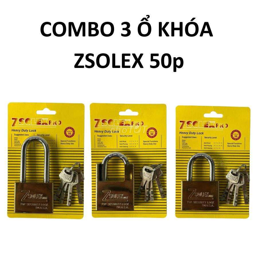 Combo 3 ổ khóa ZSOLEX, chống cắt, thường, càng dài