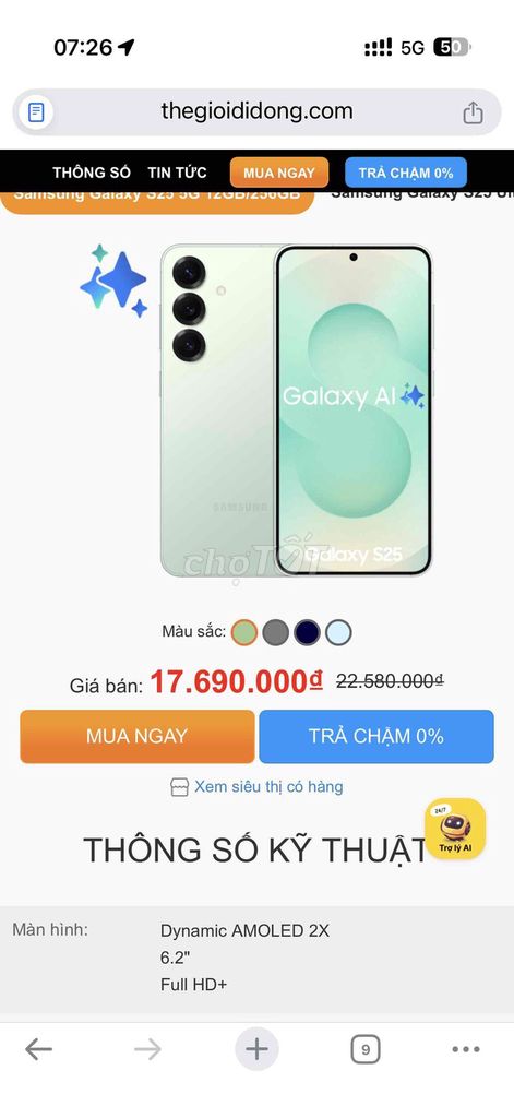 Samsung Galaxy S25 xanh mint đẹp như mới. Mua bán Điện thoại tại Thành phố Thủ Đức Tp Hồ Chí Minh được đăng bởi Tuấn Bảo hình 1