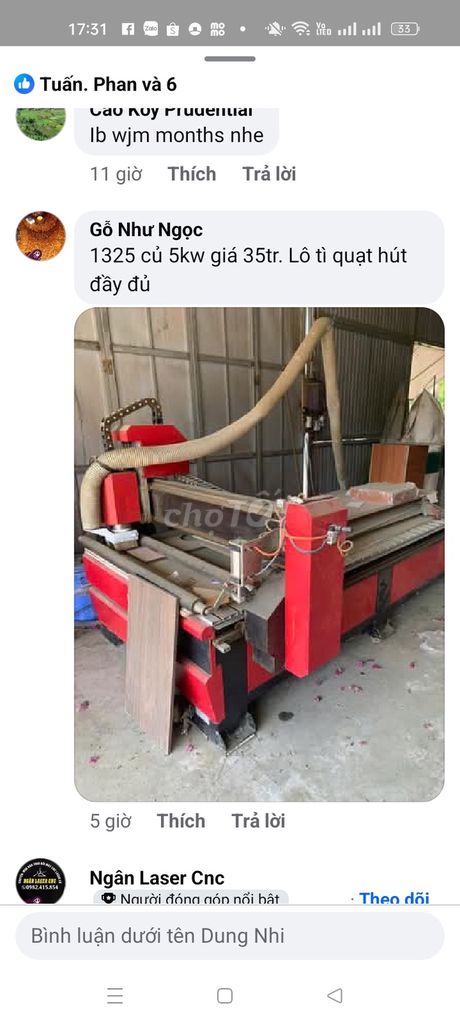 Máy CNC 1325 đỏ đen củ 5.5kw có tỳ đè. Mua bán Đồ chuyên dụng, Giống nuôi trồng tại Huyện Hóc Môn Tp Hồ Chí Minh được đăng bởi phạm  phương dung hình 1