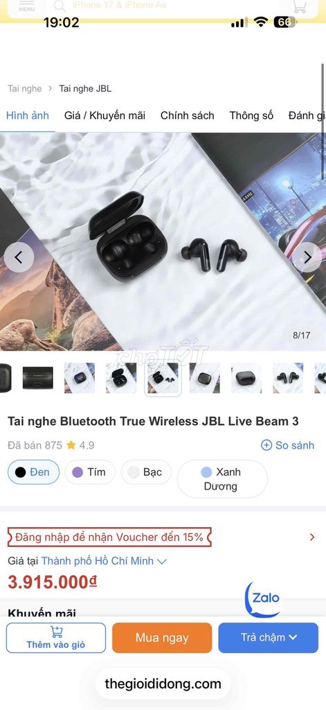 Tai nghe Bluetooth JBL Live Beam 3 Đen. Mua bán Tivi, Âm thanh tại Thành phố Tam Kỳ Quảng Nam được đăng bởi Do ngọc anh hình 1