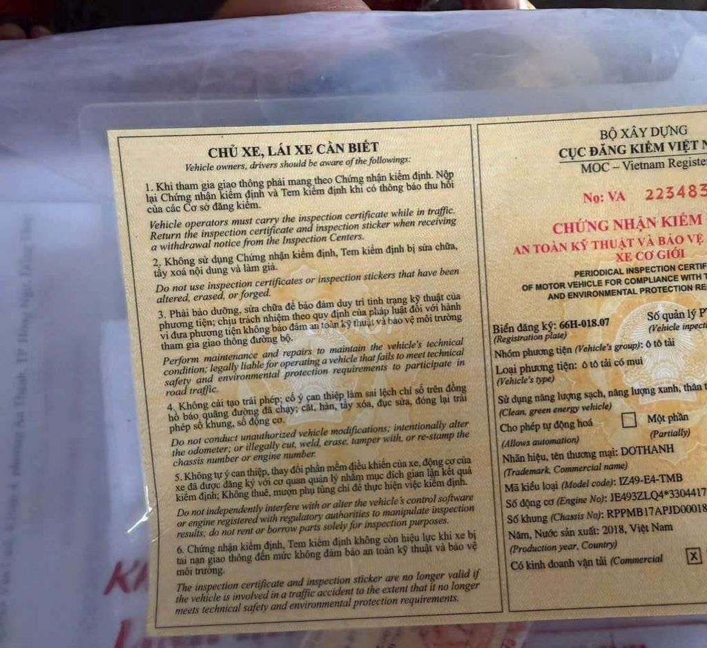 Bán gấp Đô Thành 2.3 tấn đời 2018 thùng bạt 4m2. Mua bán Xe tải, xe ben tại Thành phố Thuận An Bình Dương được đăng bởi Hồ Xe Tải hình 7