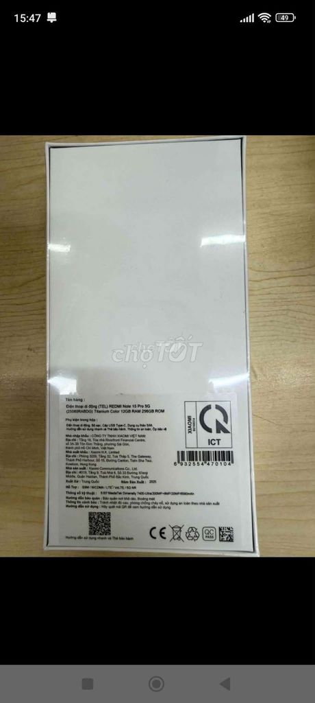 Xiaomi Redmi Note 15 Pro 5G 256GB Titanium. Mua bán Điện thoại tại Quận 12 Tp Hồ Chí Minh được đăng bởi Đình Hoà hình 1