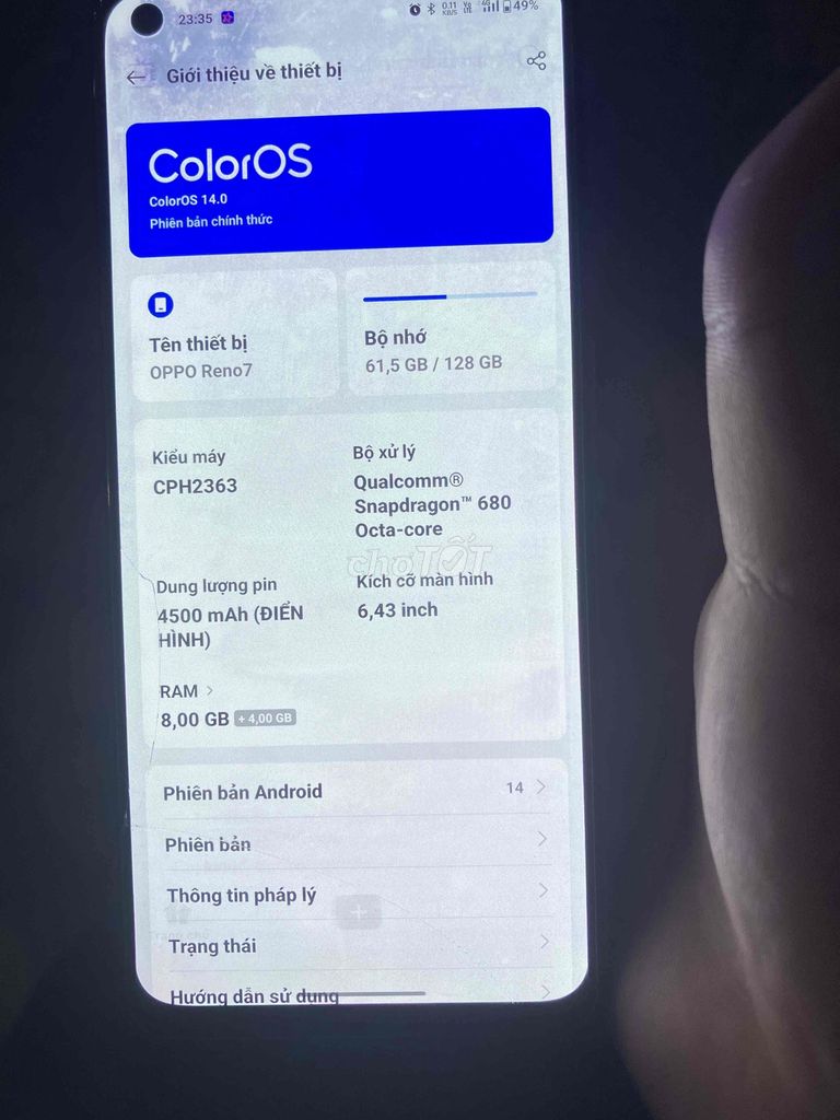 Oppo Reno7 128GB Vàng Snapdragon 680. Mua bán Điện thoại tại Thành phố Thủ Đức Tp Hồ Chí Minh được đăng bởi Thành Huân hình 1