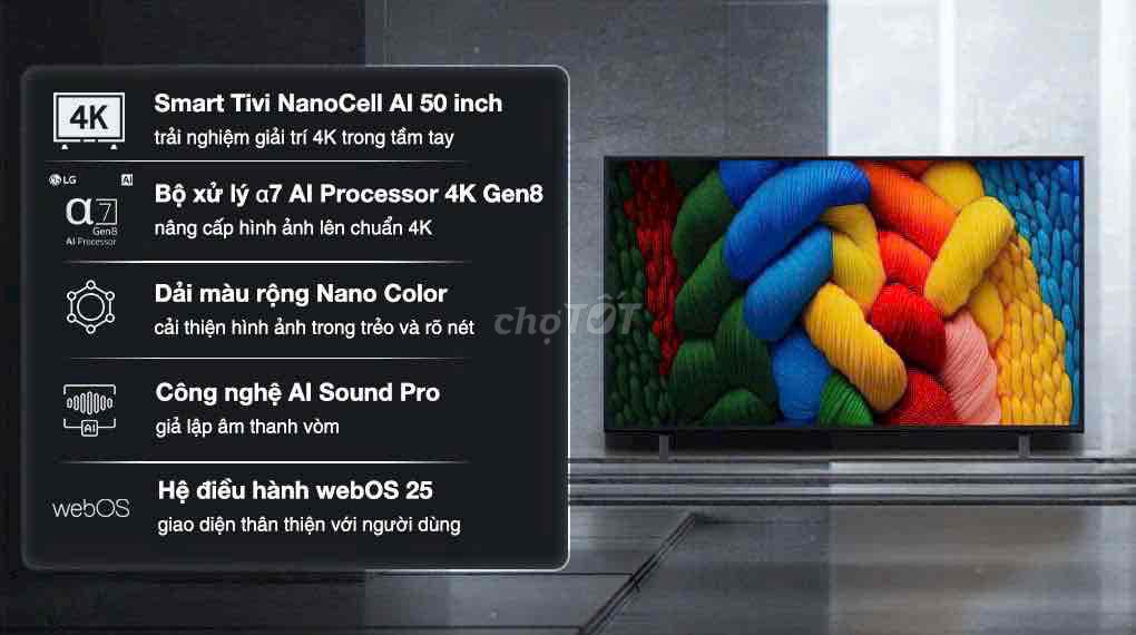 Tivi LG 50NANO80ASA 4K webOS 25. Mua bán Tivi, Âm thanh tại Quận 8 Tp Hồ Chí Minh được đăng bởi Trúc Ly Điện lạnh giá rẻ hình 1