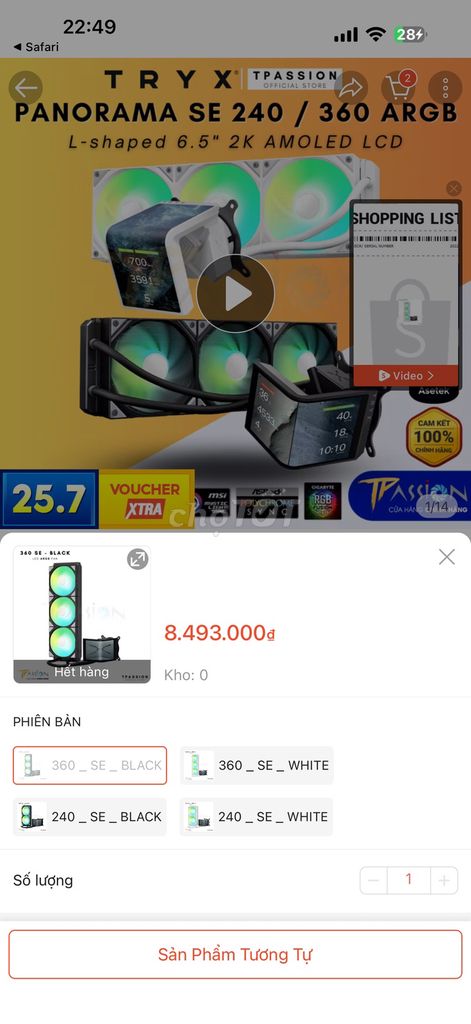 Tản nhiệt nước TRYX PANORAMA SE 360 ARGB Đen. Mua bán Linh kiện (RAM, Card...) tại Huyện Đan Phượng Hà Nội được đăng bởi Đoàn Nguyễn Đình hình 1