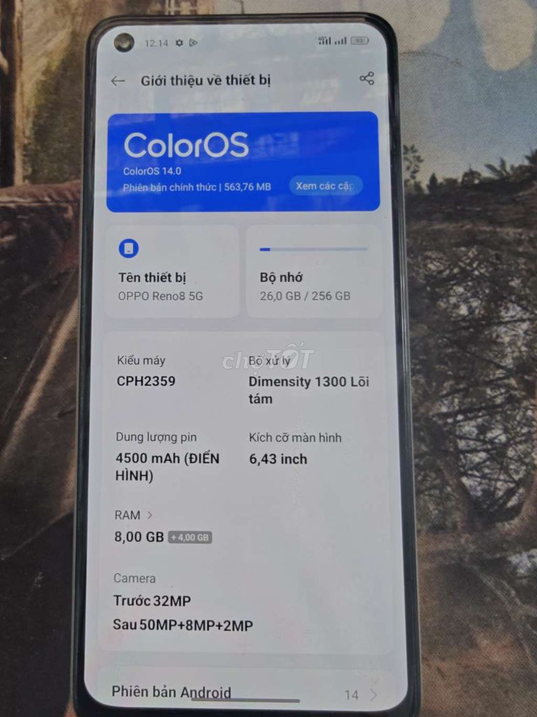 Oppo Reno8 5G 256GB. Mua bán Điện thoại tại Thành phố Hà Tiên Kiên Giang được đăng bởi Huu Cong hình 1